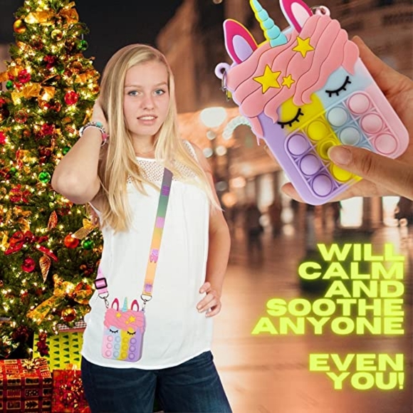 Unicorn Purse for Girls Crossbody - Sensory Pop Fidget It Toy Bag - Picture 2 of 7